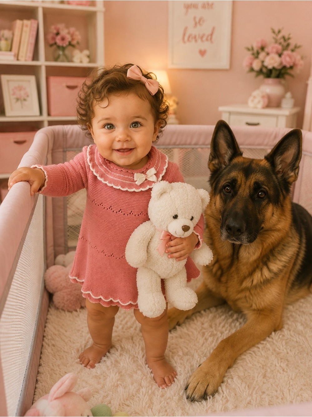 Shabby Chic pink knit baby dress